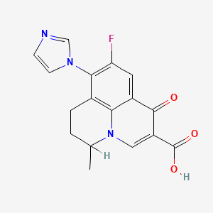 molecular formula C17H14FN3O3 B1680430 9-Fluoro-8-(1h-imidazol-1-yl)-5-methyl-1-oxo-6,7-dihydro-1h,5h-pyrido[3,2,1-ij]quinoline-2-carboxylic acid CAS No. 92358-02-6