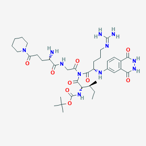 molecular formula C37H57N11O9 B1680431 tert-butyl N-[(2S,3S)-1-[[2-[[(2S)-2-amino-5-oxo-5-piperidin-1-ylpentanoyl]amino]acetyl]-[(2S)-5-(diaminomethylideneamino)-2-[(1,4-dioxo-2,3-dihydrophthalazin-6-yl)amino]pentanoyl]amino]-3-methyl-1-oxopentan-2-yl]carbamate CAS No. 84272-64-0