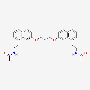 molecular formula C31H34N2O4 B1680432 N-[2-[7-[3-[8-(2-acetamidoethyl)naphthalen-2-yl]oxypropoxy]naphthalen-1-yl]ethyl]acetamide CAS No. 296280-56-3