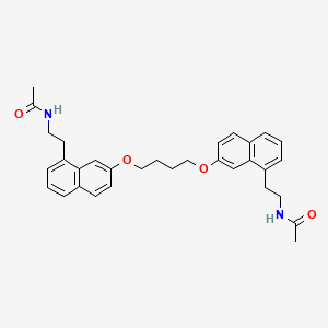 molecular formula C32H36N2O4 B1680433 N-[2-[7-[4-[8-(2-acetamidoethyl)naphthalen-2-yl]oxybutoxy]naphthalen-1-yl]ethyl]acetamide 
