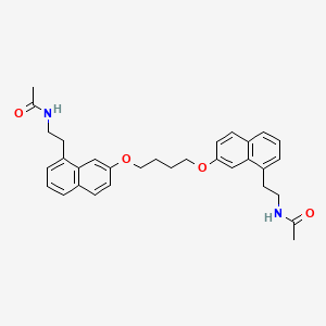 molecular formula C32H36N2O4 B1680433 N-[2-[7-[4-[8-(2-acetamidoethyl)naphthalen-2-yl]oxybutoxy]naphthalen-1-yl]ethyl]acetamide CAS No. 296280-57-4