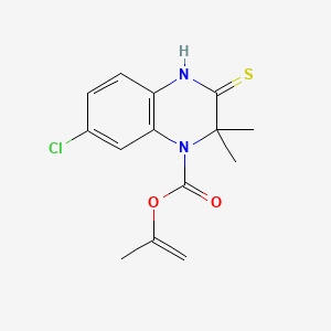 molecular formula C14H15ClN2O2S B1680434 6-Chloro-3,3-dimethyl-4-(isopropenyloxycarbonyl)-3,4-dihydroquinoxalin-2(1H)-thione CAS No. 146739-86-8