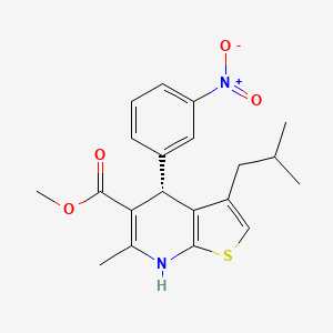 molecular formula C20H22N2O4S B1680438 methyl (4S)-6-methyl-3-(2-methylpropyl)-4-(3-nitrophenyl)-4,7-dihydrothieno[2,3-b]pyridine-5-carboxylate CAS No. 120056-57-7