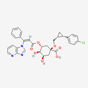 molecular formula C32H30ClN3O7 B1680445 (1S,3R,4R,5R)-1-[[(1R,2S)-2-(4-chlorophenyl)cyclopropyl]methoxy]-3,4-dihydroxy-5-[(Z)-3-imidazo[4,5-b]pyridin-1-yl-3-phenylprop-2-enoyl]oxycyclohexane-1-carboxylic acid CAS No. 173534-37-7