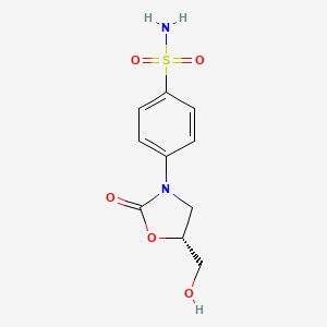 molecular formula C10H12N2O5S B1680450 4(5-(Hydroxymethyl)-2-oxo-3-oxazolidinyl)benzene sulfonamide CAS No. 87508-45-0