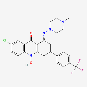 molecular formula C25H24ClF3N4O2 B1680455 7-chloro-10-hydroxy-1-(4-methylpiperazin-1-yl)imino-3-[4-(trifluoromethyl)phenyl]-3,4-dihydro-2H-acridin-9-one CAS No. 90832-34-1