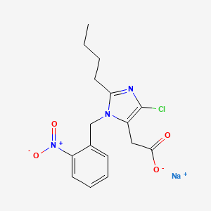 molecular formula C16H17ClN3NaO4 B1680456 2-Butyl-4-chloro-1-(2-nitrobenzyl)imidazole-5-acetic acid CAS No. 119256-78-9