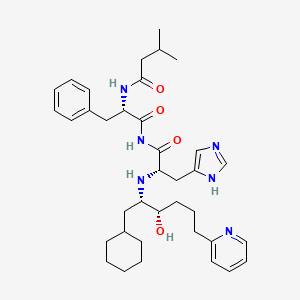 molecular formula C37H52N6O4 B1680457 N-[(2S)-1-[[(2S)-2-[[(2S,3S)-1-cyclohexyl-3-hydroxy-6-pyridin-2-ylhexan-2-yl]amino]-3-(1H-imidazol-5-yl)propanoyl]amino]-1-oxo-3-phenylpropan-2-yl]-3-methylbutanamide CAS No. 130024-92-9