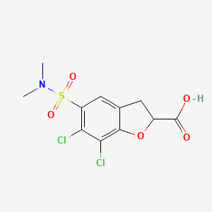 molecular formula C11H11Cl2NO5S B1680459 6,7-dichloro-5-(N,N-dimethylsulfamoyl)-2,3-dihydrobenzofuran-2-carboxylic acid CAS No. 103968-87-2