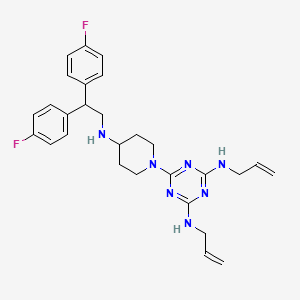 molecular formula C28H33F2N7 B1680462 6-(4-(2,2-di(4-Fluorophenyl)ethylamino)-1-piperidinyl)-N,N'-di-2-propenyl-1,3,5-triazine-2,4-diamine CAS No. 140945-01-3