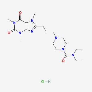 molecular formula C20H34ClN7O3 B1680466 N,N-Diethyl-4-(3-(2,3,6,7-tetrahydro-1,3,7-trimethyl-2,6-dioxo-1H-purin-8-yl)propyl)-1-piperazinecarboxamide monohydrochloride CAS No. 138472-18-1