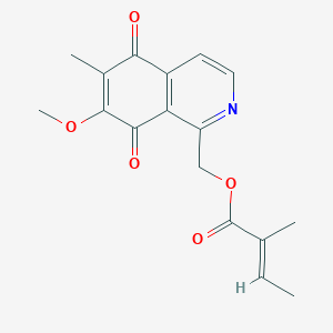 molecular formula C17H17NO5 B1680510 (7-methoxy-6-methyl-5,8-dioxoisoquinolin-1-yl)methyl (E)-2-methylbut-2-enoate CAS No. 73777-65-8