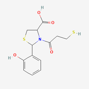 molecular formula C13H15NO4S2 B1680513 4-Thiazolidinecarboxylic acid, 2-(2-hydroxyphenyl)-3-(3-mercapto-1-oxopropyl)- CAS No. 72679-47-1