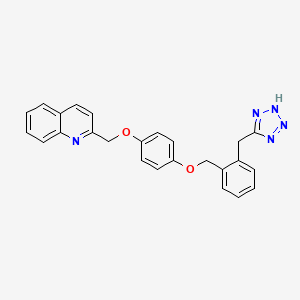 molecular formula C25H21N5O2 B1680577 2-((4-((2-(1H-Tetrazol-5-ylmethyl)phenyl)methoxy)phenoxy)methyl)quinoline CAS No. 120128-20-3