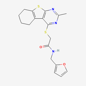 molecular formula C18H19N3O2S2 B1680589 N-(furan-2-ylmethyl)-2-[(2-methyl-5,6,7,8-tetrahydro-[1]benzothiolo[2,3-d]pyrimidin-4-yl)sulfanyl]acetamide CAS No. 314261-66-0