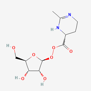 molecular formula C11H18N2O7 B1680594 [(2S,3R,4S,5R)-3,4-dihydroxy-5-(hydroxymethyl)oxolan-2-yl] (6R)-2-methyl-1,4,5,6-tetrahydropyrimidine-6-carboperoxoate CAS No. 102731-62-4