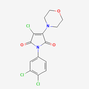 molecular formula C14H11Cl3N2O3 B1680614 3-chloro-1-(3,4-dichlorophenyl)-4-(4-morpholinyl)-1H-pyrrole-2,5-dione CAS No. 415713-60-9