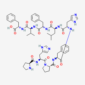 molecular formula C60H77N13O10 B1680615 (2S)-2-[[(2S)-2-[[(2S)-2-[[(2S)-2-[[(2S)-3-(1H-imidazol-5-yl)-2-[[(2S)-2-[[(2S)-1-[(2S)-3-(1H-imidazol-5-yl)-2-[[(2S)-pyrrolidine-2-carbonyl]amino]propanoyl]pyrrolidine-2-carbonyl]amino]-3-phenylpropanoyl]amino]propanoyl]amino]-4-methylpentanoyl]amino]-3-phenylpropanoyl]amino]-3-methylbutanoyl]amino]-3-phenylpropanoic acid CAS No. 95034-26-7