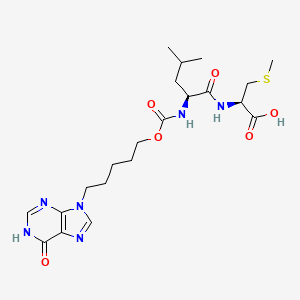molecular formula C21H32N6O6S B1680652 (2R)-2-[[(2S)-4-methyl-2-[5-(6-oxo-3H-purin-9-yl)pentoxycarbonylamino]pentanoyl]amino]-3-methylsulfanylpropanoic acid CAS No. 126869-52-1