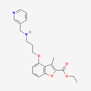 molecular formula C21H24N2O4 B1680655 3-Methyl-4-{3-[(pyridin-3-ylmethyl)-amino]-propoxy}-benzofuran-2-carboxylic acid ethyl ester CAS No. 279230-20-5