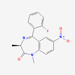 B1680661 (3r)-5-(2-Fluorophenyl)-1,3-dimethyl-7-nitro-1,3-dihydro-2h-1,4-benzodiazepin-2-one CAS No. 66921-17-3
