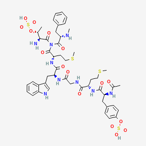 [4-[(2S)-2-acetamido-3-[[(2S)-1-[[2-[[(2S)-1-[[(2S)-1-[[(2S,3R)-2-amino-3-sulfooxybutanoyl]-[(2S)-2-(methylamino)-3-phenylpropanoyl]amino]-4-methylsulfanyl-1-oxobutan-2-yl]amino]-3-(1H-indol-3-yl)-1-oxopropan-2-yl]amino]-2-oxoethyl]amino]-4-methylsulfanyl-1-oxobutan-2-yl]amino]-3-oxopropyl]phenyl] hydrogen sulfate