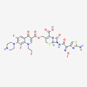 molecular formula C30H29F3N8O8S2 B1680672 (6R,7R)-7-[[(2E)-2-(2-Amino-1,3-thiazol-4-yl)-2-methoxyiminoacetyl]amino]-3-[[6,8-difluoro-1-(2-fluoroethyl)-4-oxo-7-piperazin-1-ylquinoline-3-carbonyl]oxymethyl]-8-oxo-5-thia-1-azabicyclo[4.2.0]oct-2-ene-2-carboxylic acid CAS No. 130838-10-7