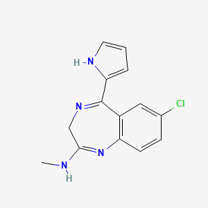 B1680673 7-Chloro-N-methyl-5-(1H-pyrrol-2-yl)-3H-1,4-benzodiazepin-2-amine CAS No. 139339-45-0