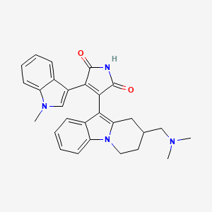 molecular formula C28H28N4O2 B1680676 3-(8-((Dimethylamino)methyl)-6,7,8,9-tetrahydropyrido(1,2-a)indol-10-yl)-4-(1-methyl-1H-indol-3-yl)-1H-pyrrole-2,5-dione CAS No. 131848-98-1