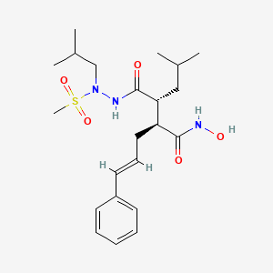 molecular formula C22H35N3O5S B1680677 (2S,3R)-2-cinnamyl-N-hydroxy-3-(2-isobutyl-2-(methylsulfonyl)hydrazinecarbonyl)-5-methylhexanamide CAS No. 219613-02-2