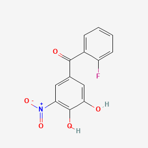 molecular formula C13H8FNO5 B1680681 (3,4-Dihydroxy-5-nitrophenyl)(2-fluorophenyl)methanone CAS No. 125628-97-9