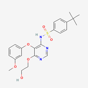 molecular formula C23H27N3O6S B1680688 4-叔丁基-N-[6-(2-羟乙氧基)-5-(3-甲氧基苯氧基)嘧啶-4-基]苯磺酰胺 CAS No. 150725-87-4