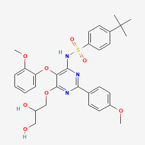4-(tert-butyl)-N-(6-(2,3-dihydroxypropoxy)-5-(2-methoxyphenoxy)-2-(4-methoxyphenyl)pyrimidin-4-yl)benzenesulfonamide