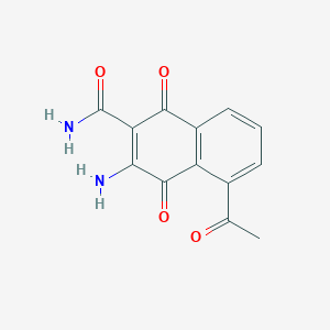 molecular formula C13H10N2O4 B1680784 2-Naphthalenecarboxamide, 5-acetyl-3-amino-1,4-dihydro-1,4-dioxo- CAS No. 84745-01-7