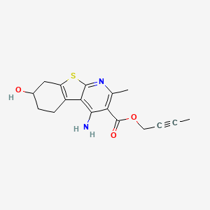 molecular formula C17H18N2O3S B1680795 But-2-ynyl 4-amino-7-hydroxy-2-methyl-5,6,7,8-tetrahydro-[1]benzothiolo[2,3-b]pyridine-3-carboxylate CAS No. 160296-13-9