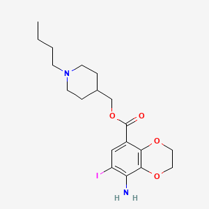 molecular formula C19H27IN2O4 B1680798 (1-Butylpiperidin-4-yl)methyl 5-amino-6-iodo-2,3-dihydro-1,4-benzodioxine-8-carboxylate CAS No. 148703-08-6