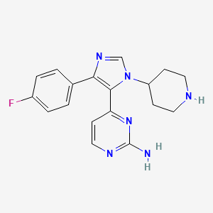 molecular formula C18H19FN6 B1680807 4-(4-Fluorophenyl)-1-(4-piperidinyl)-5-(2-amino-4-pyrimidinyl)-imidazole CAS No. 165806-53-1