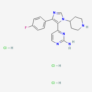 molecular formula C18H22Cl3FN6 B1680808 5-(2-氨基嘧啶-4-基)-4-(4-氟苯基)-1-(4-哌啶基)咪唑三盐酸盐 CAS No. 197446-75-6