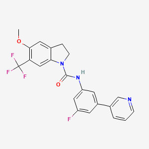 molecular formula C22H17F4N3O2 B1680812 N-(3-(3-Pyridinyl)-5-fluorophenyl)-5-methoxy-6-(trifluoromethyl)indoline-1-carboxamide CAS No. 181629-93-6