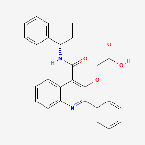 molecular formula C27H24N2O4 B1680814 (-)-(S)-N-(alpha-Ethylbenzyl)-3-(carboxymethoxy)-2-phenylquinoline-4-carboxamide CAS No. 224961-34-6