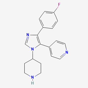 molecular formula C19H19FN4 B1680815 4-(5-(4-Fluorophenyl)-3-(4-piperidyl)imidazol-4-yl)pyridine CAS No. 180869-32-3