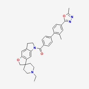 molecular formula C33H34N4O3 B1680816 (1'-ethyl-6,7-dihydro-5H-spiro[furo[2,3-f]indole-3,4'-piperidin]-5-yl)[2'-methyl-4'-(5-methyl-1,3,4-oxadiazol-2-yl)biphenyl-4-yl]methanone CAS No. 180083-49-2