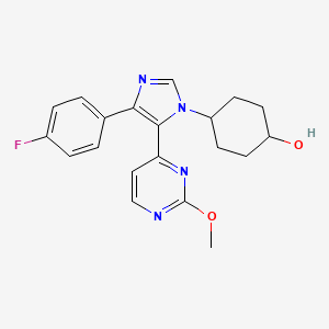 molecular formula C20H21FN4O2 B1680818 Cyclohexanol, 4-(4-(4-fluorophenyl)-5-(2-methoxy-4-pyrimidinyl)-1H-imidazol-1-yl)-, trans- CAS No. 193551-21-2