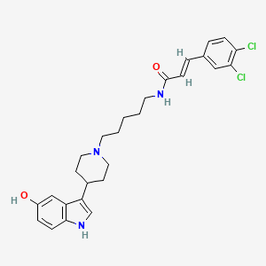 (E)-3-(3,4-dichlorophenyl)-N-[5-[4-(5-hydroxy-1H-indol-3-yl)piperidin-1-yl]pentyl]prop-2-enamide
