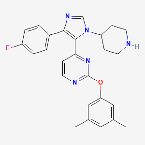 molecular formula C26H26FN5O B1680826 2-(3,5-Dimethylphenoxy)-4-[1-(piperidine-4-yl)-4-(4-fluorophenyl)-5-imidazolyl]pyrimidine CAS No. 219769-23-0