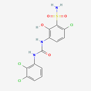 molecular formula C13H10Cl3N3O4S B1680829 1-(4-Chloro-2-hydroxy-3-sulfamoyl-phenyl)-3-(2,3-dichlorophenyl)urea CAS No. 276702-15-9