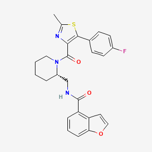 molecular formula C26H24FN3O3S B1680840 (S)-N-((1-(5-(4-Fluorophenyl)-2-methylthiazole-4-carbonyl)piperidin-2-yl)methyl)benzofuran-4-carboxamide CAS No. 380899-24-1