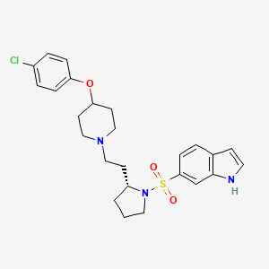 6-[(2R)-2-[2-[4-(4-chlorophenoxy)piperidin-1-yl]ethyl]pyrrolidin-1-yl]sulfonyl-1H-indole