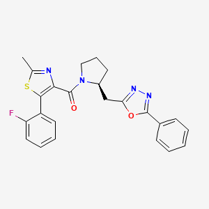 molecular formula C24H21FN4O2S B1680843 (S)-(5-(2-氟苯基)-2-甲基噻唑-4-基)(2-((5-苯基-1,3,4-恶二唑-2-基)甲基)吡咯烷-1-基)甲苯酮 CAS No. 483313-22-0