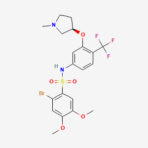 molecular formula C20H22BrF3N2O5S B1680845 2-溴-4,5-二甲氧基-N-[3-[(3R)-1-甲基吡咯烷-3-基]氧基-4-(三氟甲基)苯基]苯磺酰胺 CAS No. 733734-61-7